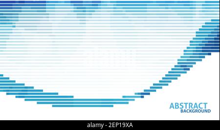 Abstract tech background with blue striped wave. Vector graphic design with horizontal stripes Stock Vector