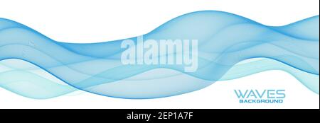 Abstract transparent bluish blend waves on white background. Subtle vector graphic pattern Stock Vector