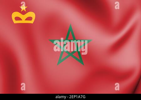 3D Civil Ensign of the Morocco. 3D Illustration. Stock Photo