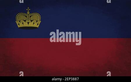 Liechtenstein grunge flag. Vector illustration. Grunge effect can be cleaned easily. Stock Vector