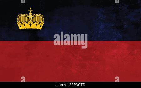 Liechtenstein grunge flag. Vector illustration. Grunge effect can be cleaned easily. Stock Vector