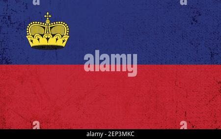 Liechtenstein grunge flag. Vector illustration. Grunge effect can be cleaned easily. Stock Vector