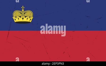 Liechtenstein grunge flag. Vector illustration. Grunge effect can be cleaned easily. Stock Vector