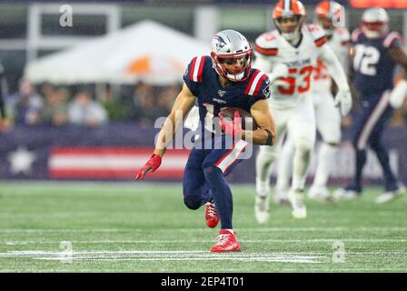 October 27, 2019; Foxborough, MA, USA; Cleveland Browns wide receiver  Antonio Callaway (11) in action during the NFL game between Cleveland Browns  and New England Patriots at Gillette Stadium. Anthony Nesmith/(Photo by