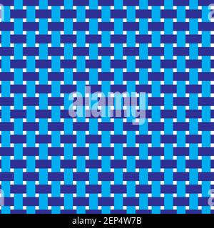 Woven fiber seamless pattern of interlacing bands in blue color Stock Vector