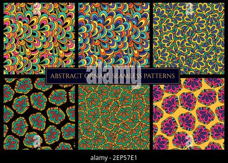 Big set of abstract colorful psychedelic patterns. Stock Vector