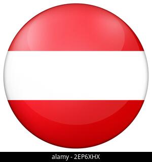 Glass light ball with flag of Austria. Round sphere, template icon. Austrian national symbol. Glossy realistic ball, 3D abstract vector illustration Stock Vector