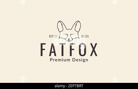 head big fox lines logo design vector icon symbol graphic illustration Stock Vector