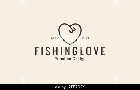 fishing bait with love logo design vector icon symbol graphic illustration Stock Vector