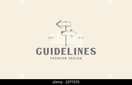 directions placard hipster logo design vector icon symbol graphic illustration Stock Vector