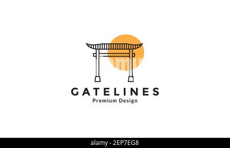 traditional culture japan torii gate lines  logo design vector icon symbol graphic illustration Stock Vector