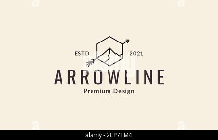 hexagonal lines with mountain and arrows logo design vector icon symbol graphic illustration Stock Vector