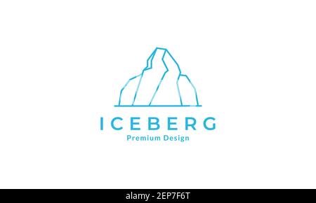 iceberg simple lines blue logo design vector icon symbol graphic illustration Stock Vector