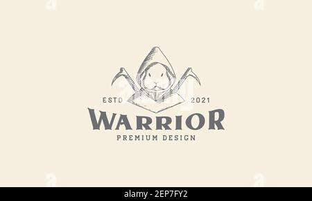 rabbit ninja vintage vector illustration Stock Vector