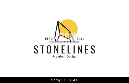 stones lines with sunset logo design vector icon symbol graphic illustration Stock Vector