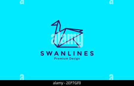 paper swan or goose lines origami logo design vector icon symbol graphic illustration Stock Vector