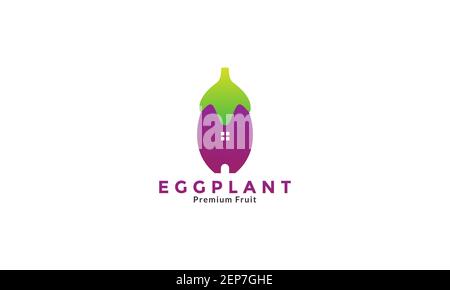 abstract eggplant with home logo design vector icon symbol graphic illustration Stock Vector