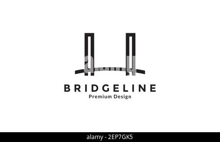 long bridge simple lines logo design vector icon symbol graphic illustration Stock Vector