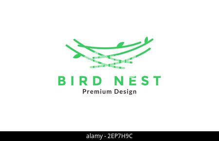 abstract green nest twig bird logo design vector icon symbol graphic illustration Stock Vector