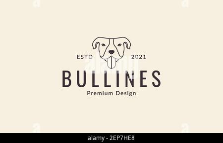 animal pets dog Bulldog head lines logo design vector icon symbol graphic illustration Stock Vector