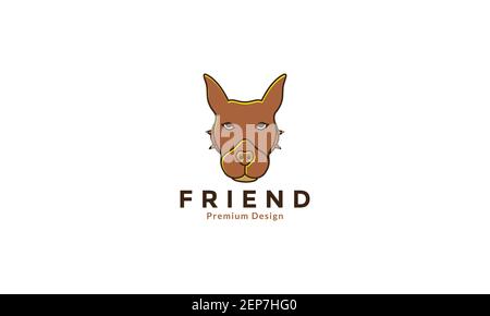 animal pets dog american pit bull terier brown head logo design vector icon symbol graphic illustration Stock Vector