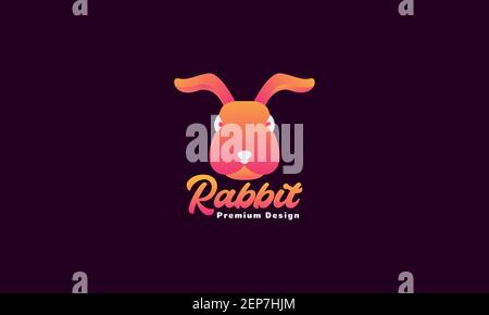 abstract animal pets rabbit head cartoon cute logo design vector icon symbol graphic illustration Stock Vector