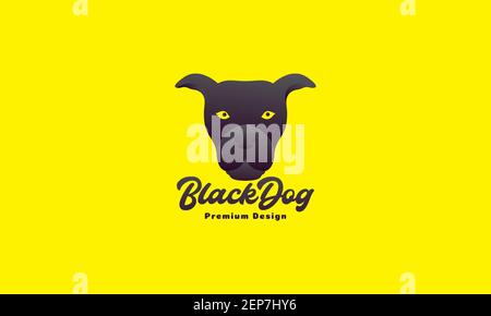 animal pets dog American Staffordshire Terrier head black abstract logo design vector icon symbol graphic illustration Stock Vector