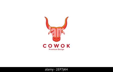 cow head colorful simple logo design vector icon symbol graphic illustration Stock Vector