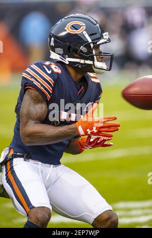 November 10, 2019: Chicago, Illinois, U.S. - Bears #59 Danny Trevathan runs  on to the field before the NFL Game between the Detroit Lions and Chicago  Bears at Soldier Field in Chicago