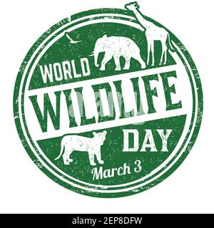 World wildlife day grunge rubber stamp on white background, vector illustration Stock Vector