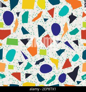 Terrazzo seamless pattern. Colorful patterned texture Terrazzo Floor, polished stone pattern background. Vector abstract background with chaotic stain Stock Vector