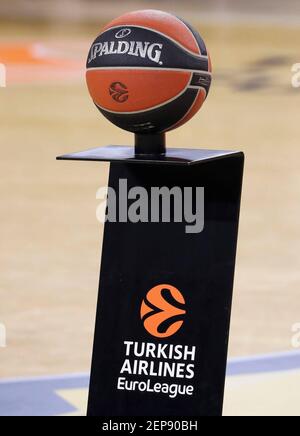 Barcelona, Spain. 26th Feb, 2021. The official ball during the match between FC Barcelona and ASVEL Lyon-Villeurbanne, corresponding to the week 26 of the Euroleague, played at the Palau Blaugrana, in Barcelona on February 26, 2020. Photo JGS/Cordon Press Credit: CORDON PRESS/Alamy Live News Stock Photo