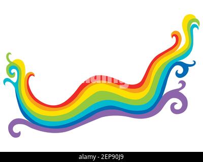 Rainbow colorful doodle flat icon isolated on white background. Vector cartoon bright colors element. Stock Vector