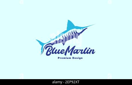 abstract modern fish sea blue marlin logo design vector icon symbol illustration Stock Vector