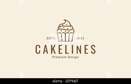 lines simple delicious cake logo design vector icon symbol illustration Stock Vector