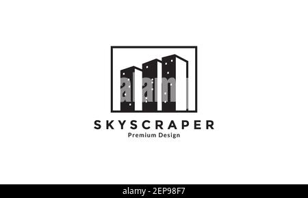 skyscraper or high building with night shadow logo design vector icon symbol illustration Stock Vector