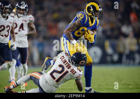 November 17, 2019; Los Angeles, CA, USA; Los Angeles Rams wide receiver Josh Reynolds (83) runs the ball against Chicago Bears strong safety Ha Ha Clinton-Dix (21) during the second half at the Los Angeles Memorial Coliseum. Mandatory Credit: Gary A. Vasquez-USA TODAY Sports/Sipa USA