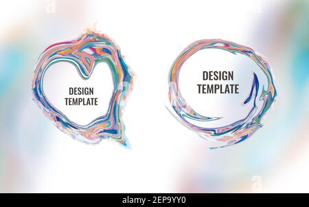 Abstract rainbow frame template for your banner. Liquid paints, fluid. Vector illustration Stock Vector