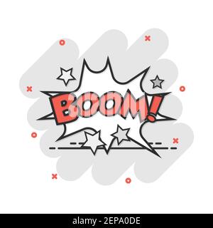 Vector cartoon boom comic sound effects icon in comic style. Sound bubble speech sign illustration pictogram. Boom business splash effect concept. Stock Vector