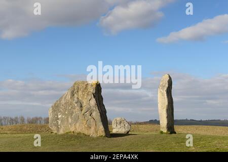 The Cove stones, part of the stone circle at Avebury, a World Heritage Site in Wiltshire, UK. Stock Photo