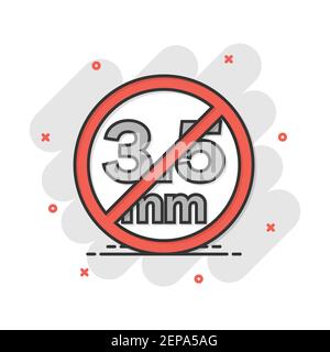 Cartoon colored audio jack 3.5mm in ban icon in comic style. 3.5mm illustration pictogram. Audio sign splash business concept. Stock Vector