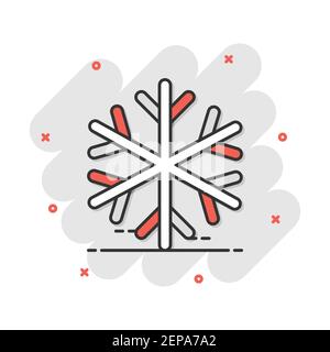 Vector cartoon snowflake icon in comic style. Winter sign illustration pictogram. Snow flake business splash effect concept. Stock Vector