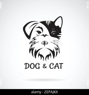 Vector of dog and cat face design on a white background. Schnauzer. Pet. Animal. Easy editable layered vector illustration. Stock Vector