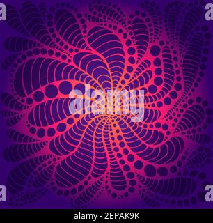 Vibrant neon colorful abstract pattern background. Isolated on dark violet background. Doodle decorative element. Vector hand drawn bohemian fantasy p Stock Vector