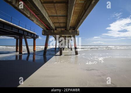 Jacksonville Beach Pier in construction Stock Photo