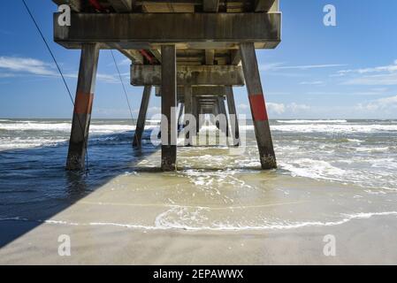 Jacksonville Beach Pier in construction Stock Photo