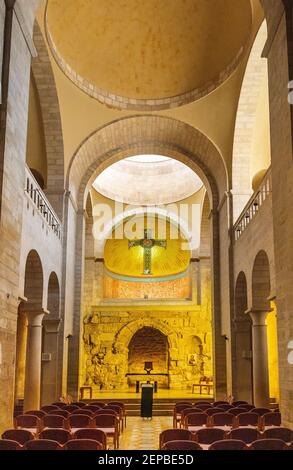 Jerusalem, Israel - October 12, 2017: Interior of medieval Church of the Flagellation at Via Dolorosa street in eastern Islamic quarter of Old City Stock Photo