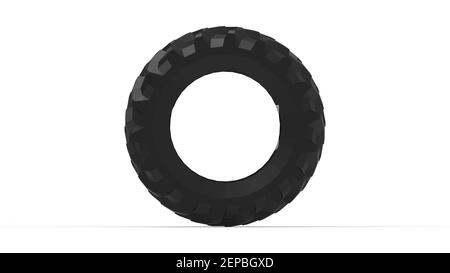 3D rendering of a large truck tractor tire isolated on white background. Stock Photo