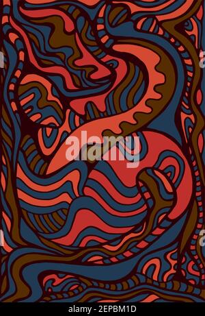 Doodle colorful fantasy background. Abstract surreal shamanic ornamental texture. Vector hand drawn illustration Stock Vector
