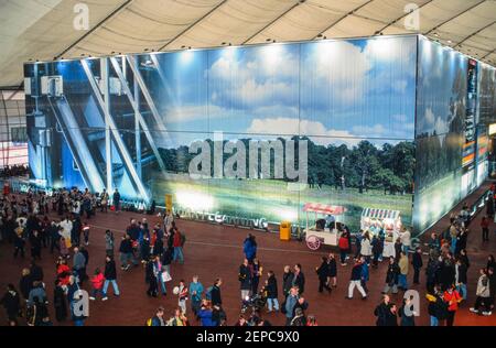 Visitors to the exhibition inside the Millennium Dome, Greenwich, London, England - 27 November 2000 Stock Photo